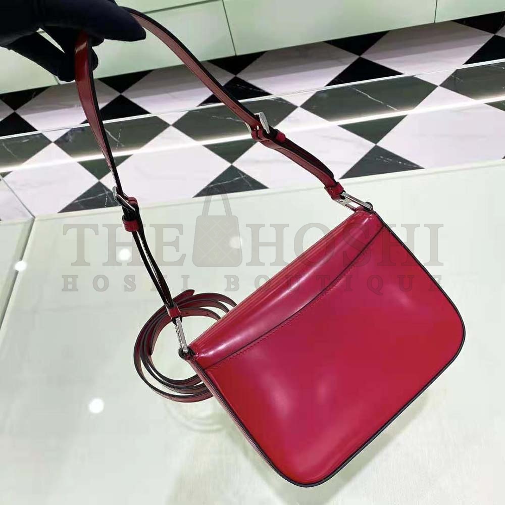 Pra*a Women Brushed Leather Shoulder Bag-Red Master Quality