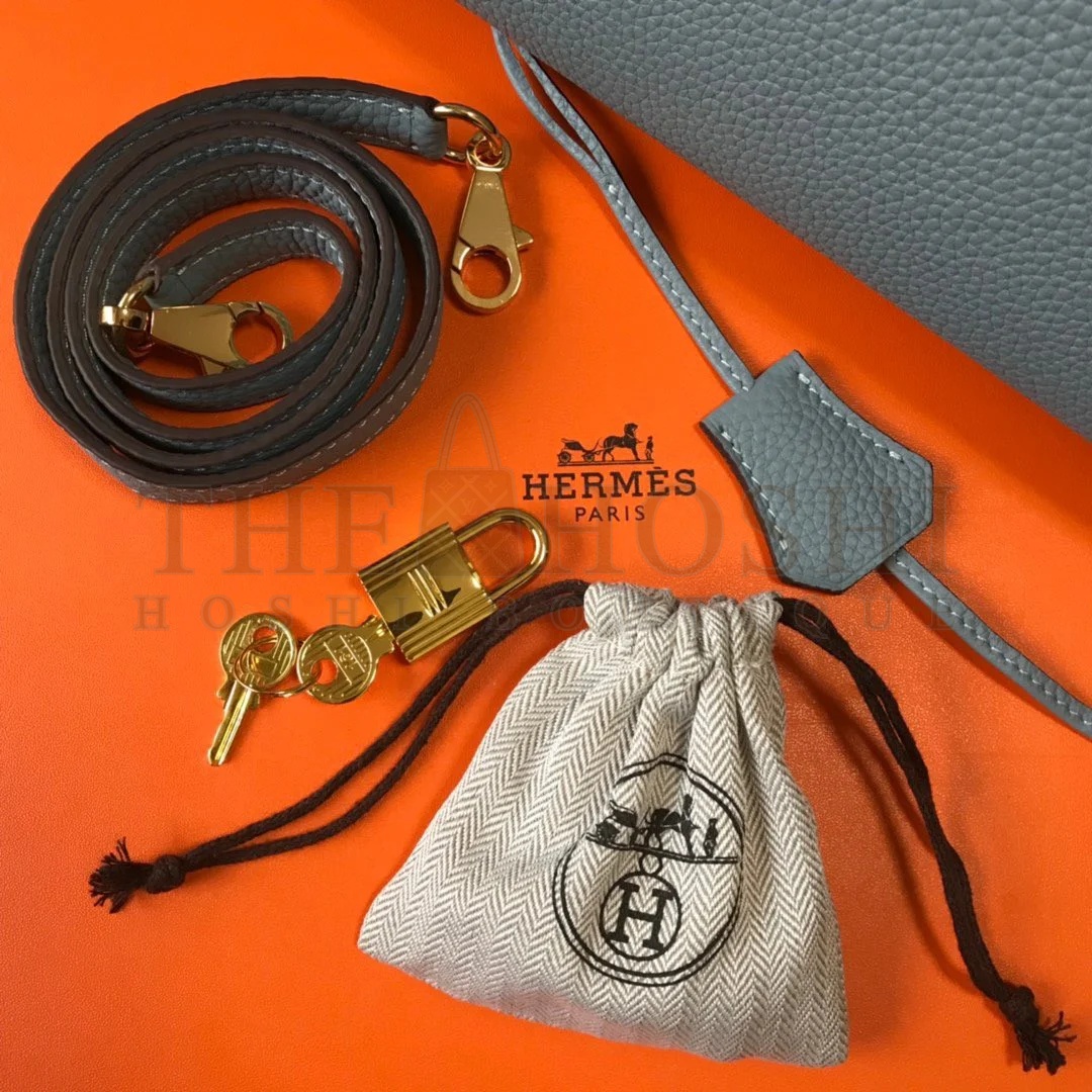 H**me5 Kelly 28cm Retourne Bag in Blue Lin Clemence Leather GHW Master Quality