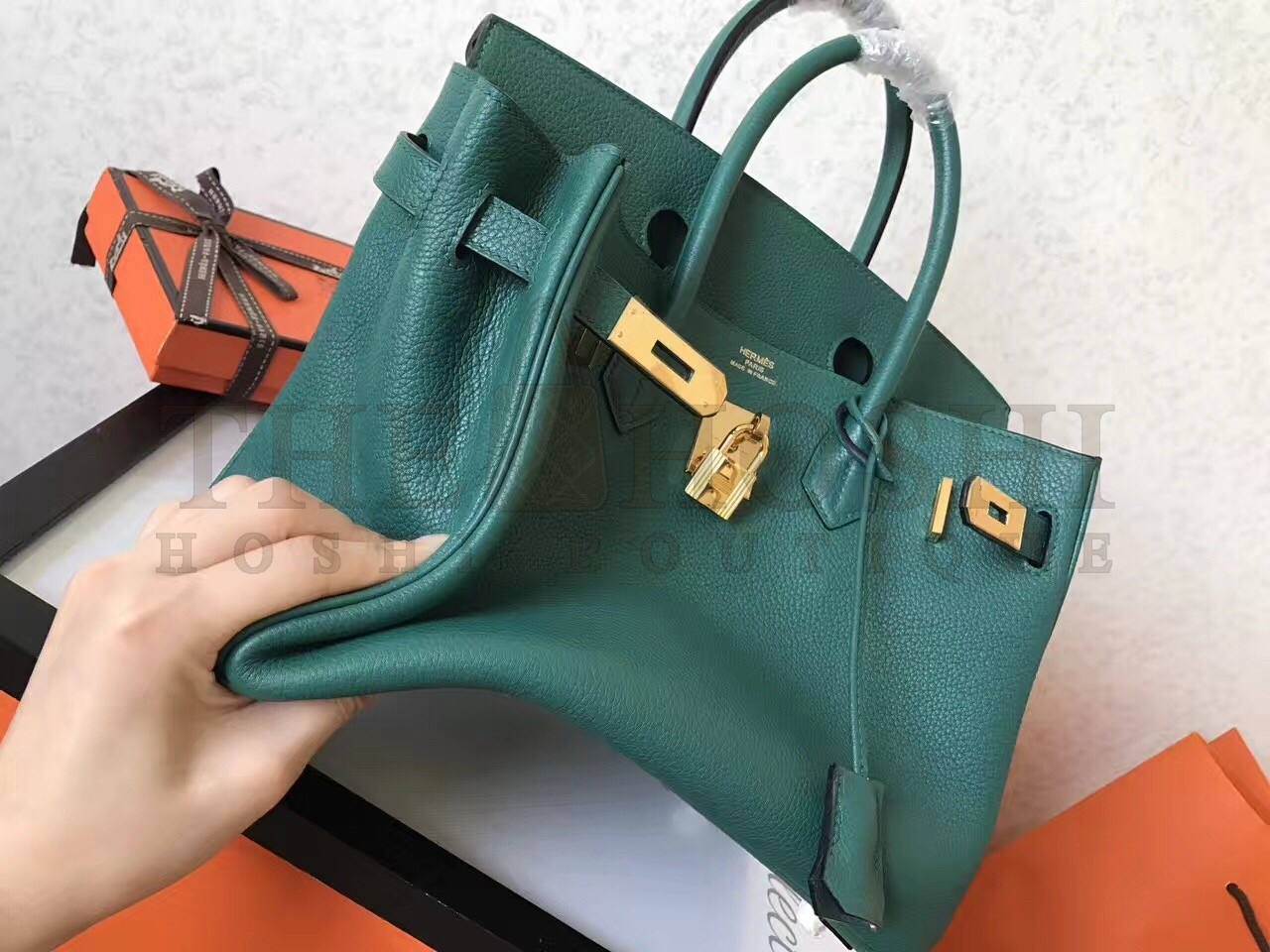 H**me5 Malachite Birkin 30cm Clemence Handmade Bag Master Quality