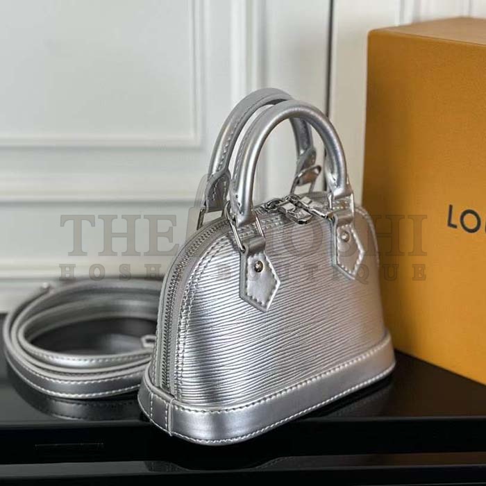 L0vis Vvtt0n LV Women Nano Alma Handbag Silver Epi Grained Cowhide Leather Master Quality