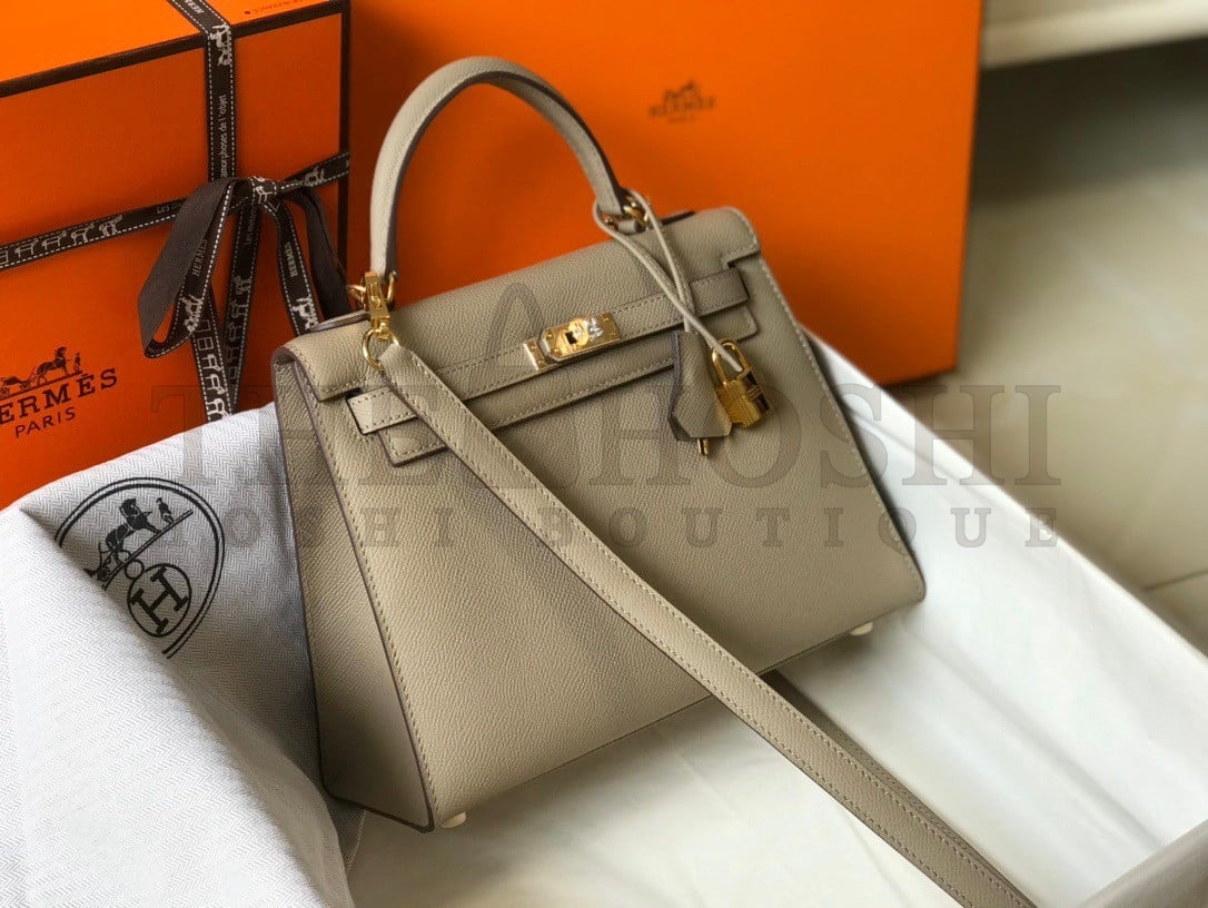 H**me5 Kelly 25cm Sellier Bag in Gris Tourterelle Epsom Calfskin GHW Master Quality