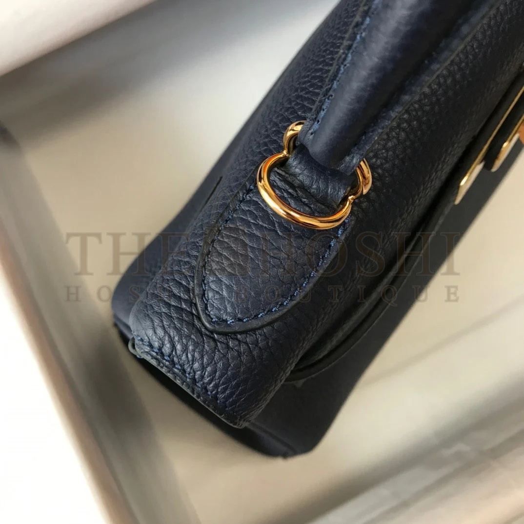 H**me5 Kelly 25cm Retourne Bag in Navy Blue Clemence Leather GHW Master Quality