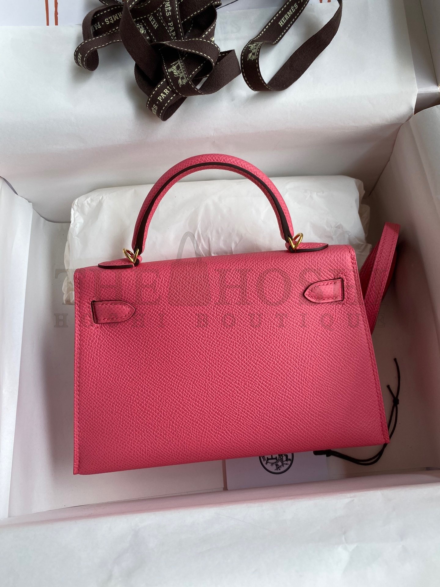 H**me5 Kelly Mini II Sellier Handmade Bag In Rose Azalee Epsom Calfskin Master Quality