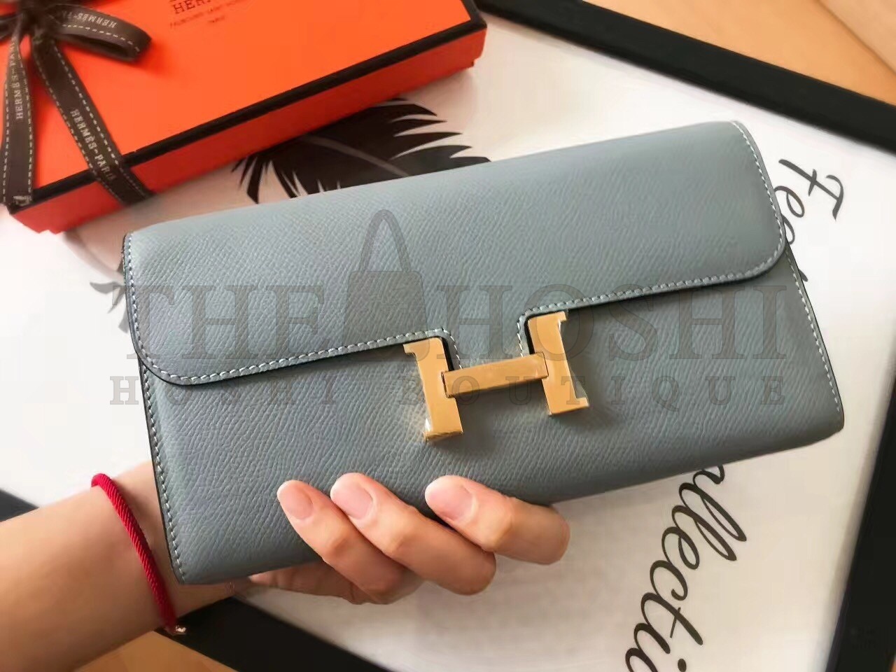 H**me5 Blue Lin Epsom Constance Long Wallet Master Quality