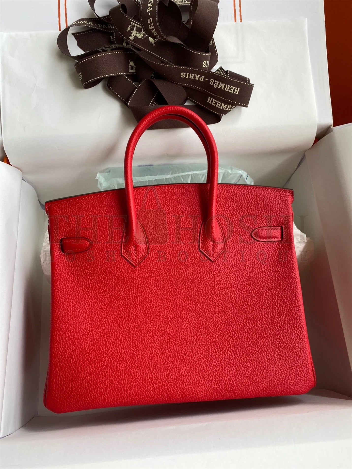 H**me5 Birkin 25 Retourne Handmade Bag In Red Clemence Leather Master Quality