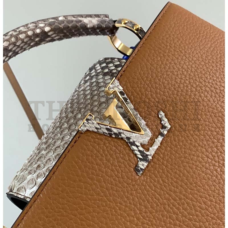 L0vis Vvtt0n LV Women Capucines BB Handbag Brown Taurillon Python Skin Leather Master Quality