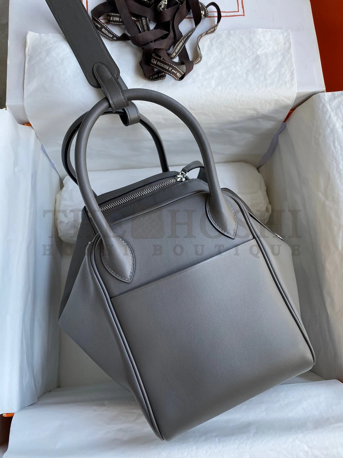 H**me5 Lindy 30 Handmade Bag In Grey Swift Calfskin Master Quality