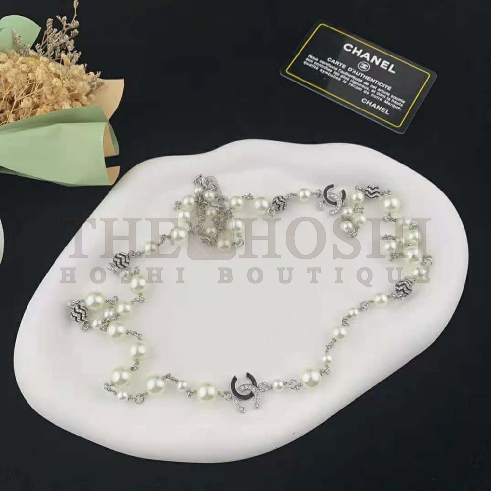 Ch**el Women Long Necklace in Metal Glass Pearls and Strass Master Quality