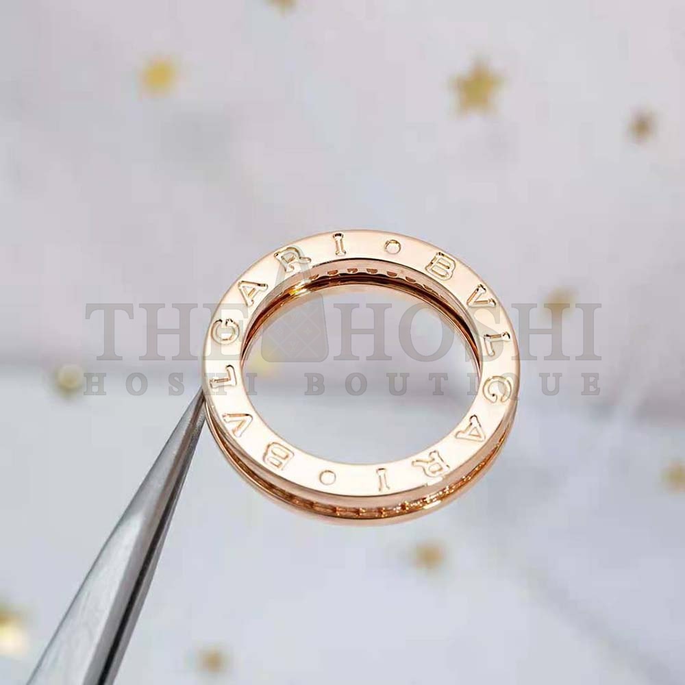 Bv1g*ai Women B.zero1 One-Band Ring in 18 KT Rose Gold Set with Pave D1am0nds on the Spiral Master Quality