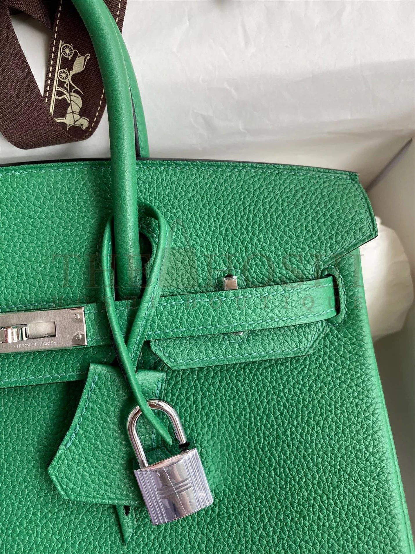 H**me5 Birkin 25 Retourne Handmade Bag In Vert Vertigo Clemence Leather Master Quality