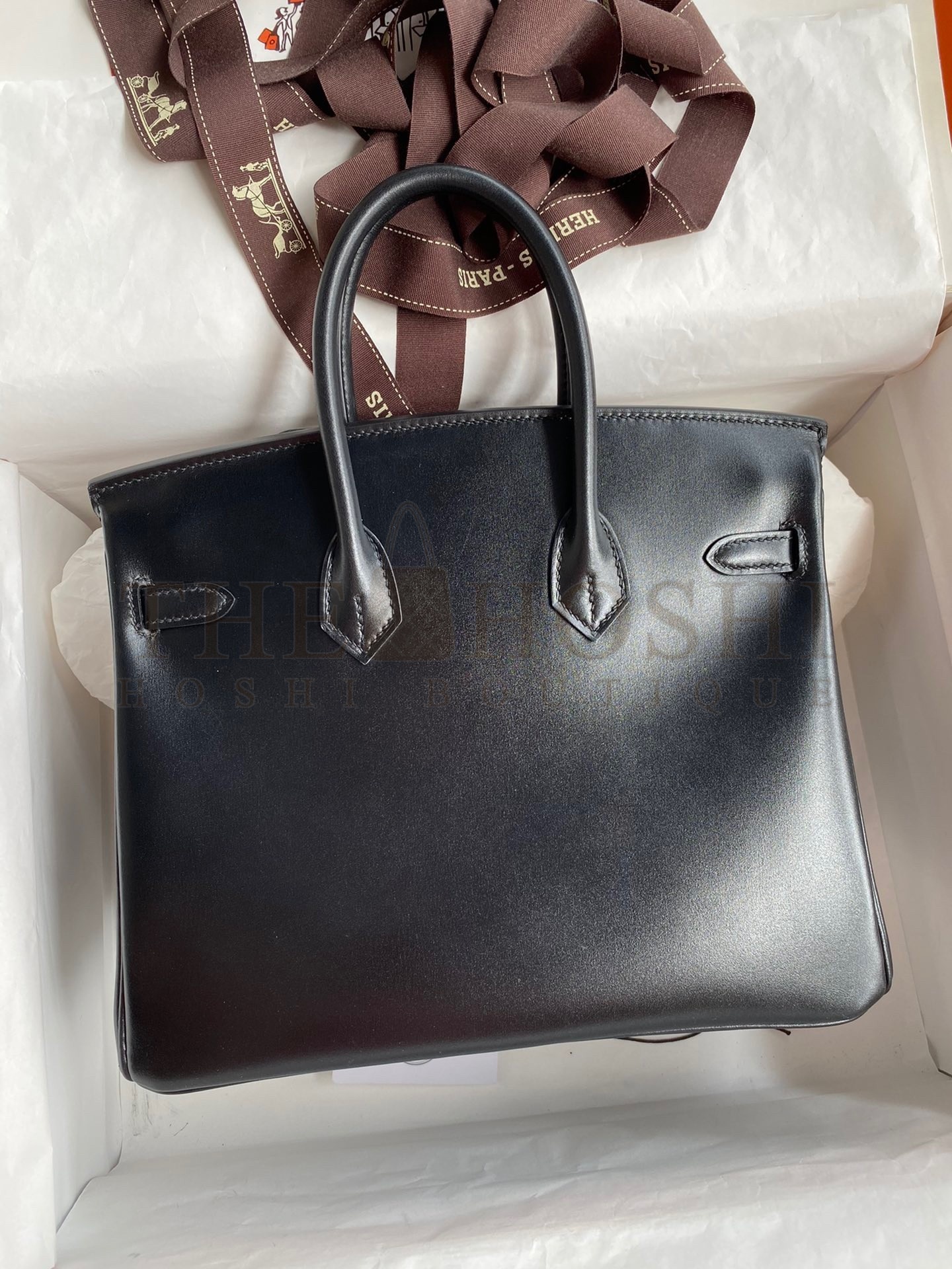 H**me5 Birkin 25 Retourne Handmade Bag In Black Box Calfskin Master Quality