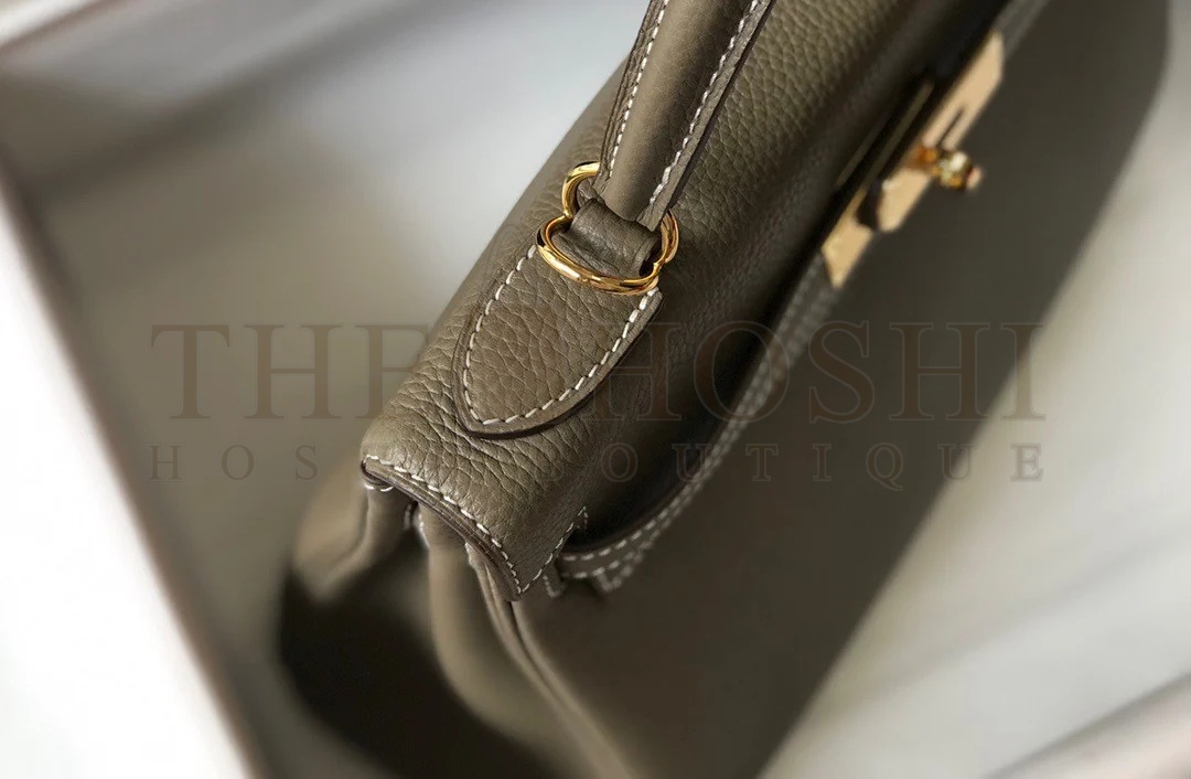 H**me5 Kelly 28cm Retourne Bag in Taupe Clemence Leather GHW Master Quality