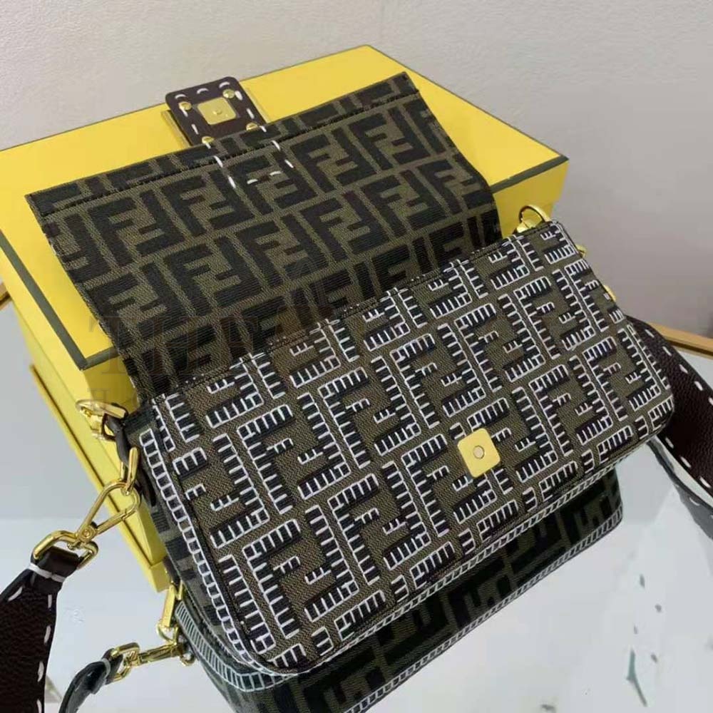 F**di Women Baguette Embroidered FF Fabric Bag Master Quality