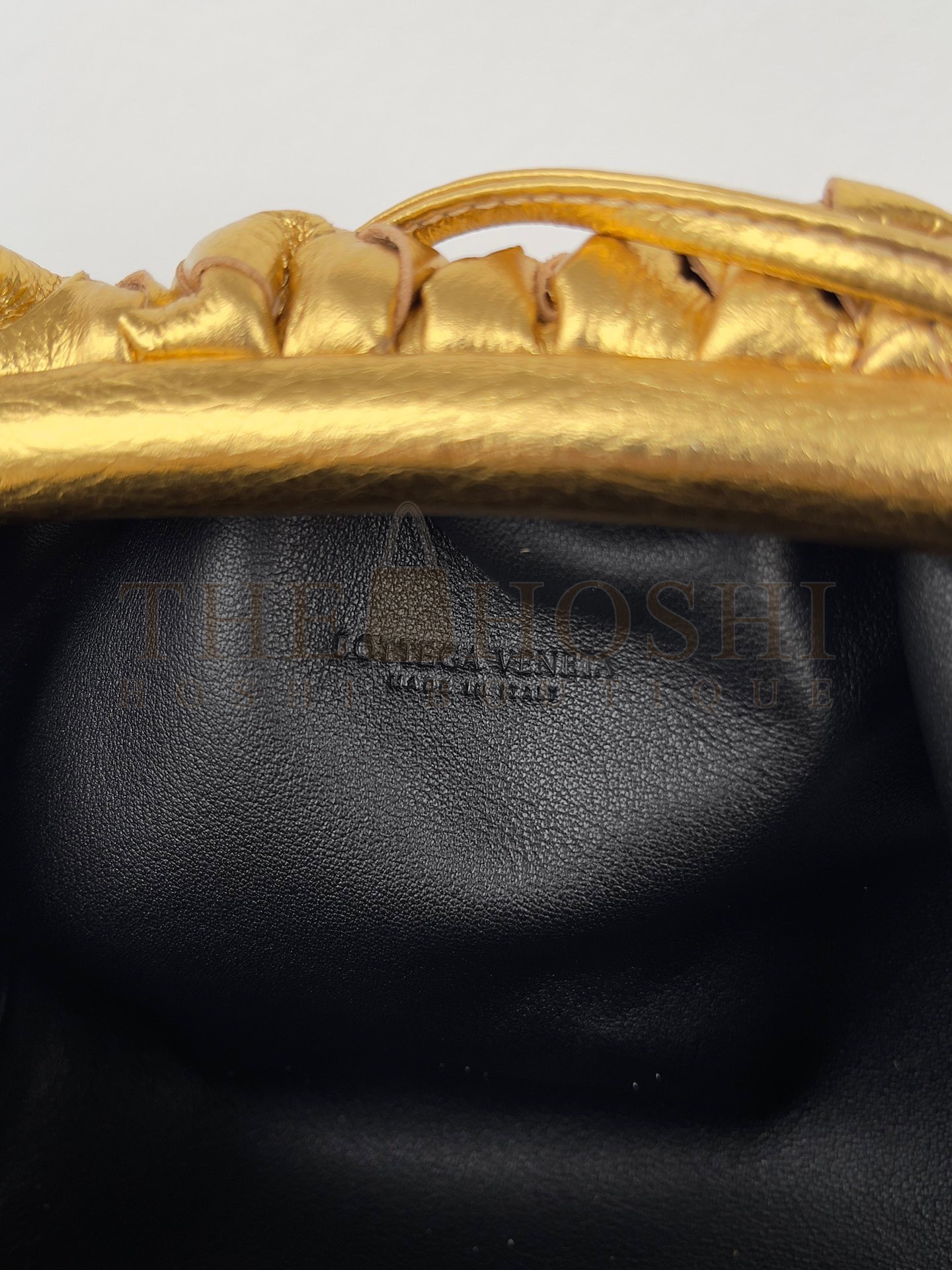 B0tt*ga Ven*ta Mini Pouch with Strap in Gold Metallic Lambskin Master Quality