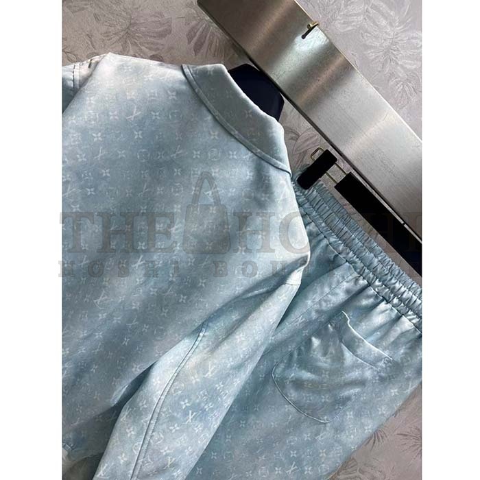 L0vis Vvtt0n Men LV Monogram Cloud Baggy Pajama Pants Silk Sky Blue 1AC2HG Master Quality