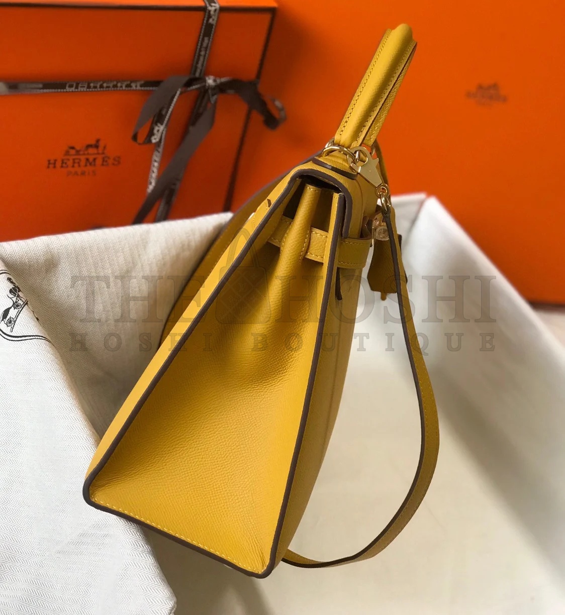 H**me5 Kelly 32cm Sellier Bag in Yellow Epsom Calfskin GHW Master Quality