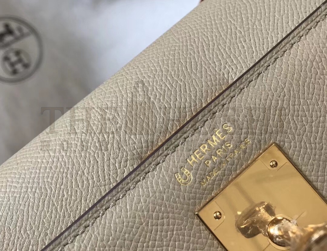H**me5 Bi-color Kelly 32cm Epsom Bag Tourterelle/Gold GHW Master Quality