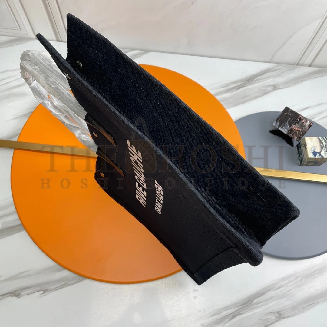 Sa1nt Lau*nt Rive Gauche Tote Bag in Black Linen and Leather Master Quality