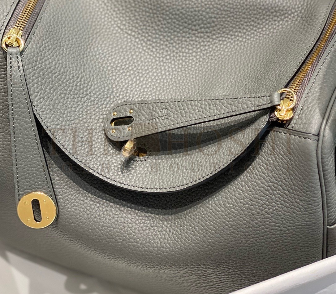 H**me5 Lindy 30cm Bag In Gris Meyer Clemence Leather GHW Master Quality