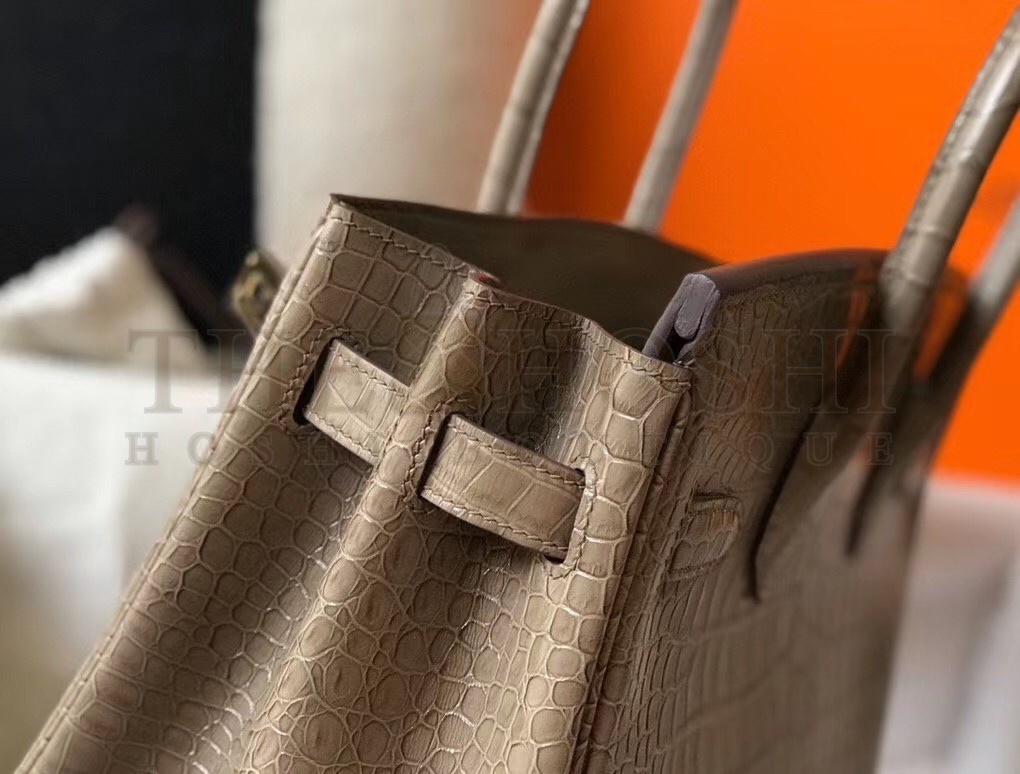 H**me5 Birkin 30cm Bag In Taupe Embossed Crocodile Leather Master Quality