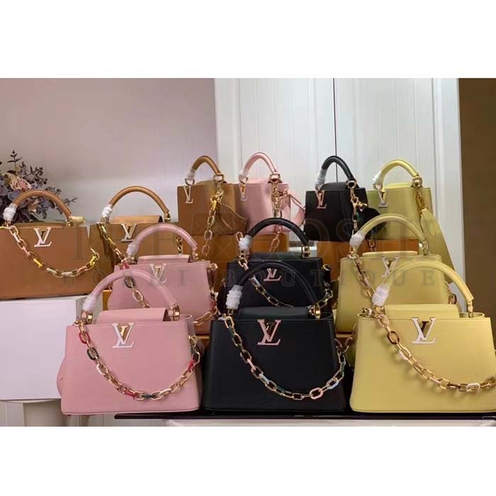 L0vis Vvtt0n LV Women Capucines BB Handbag Jasmine Pink Taurillon Leather Master Quality