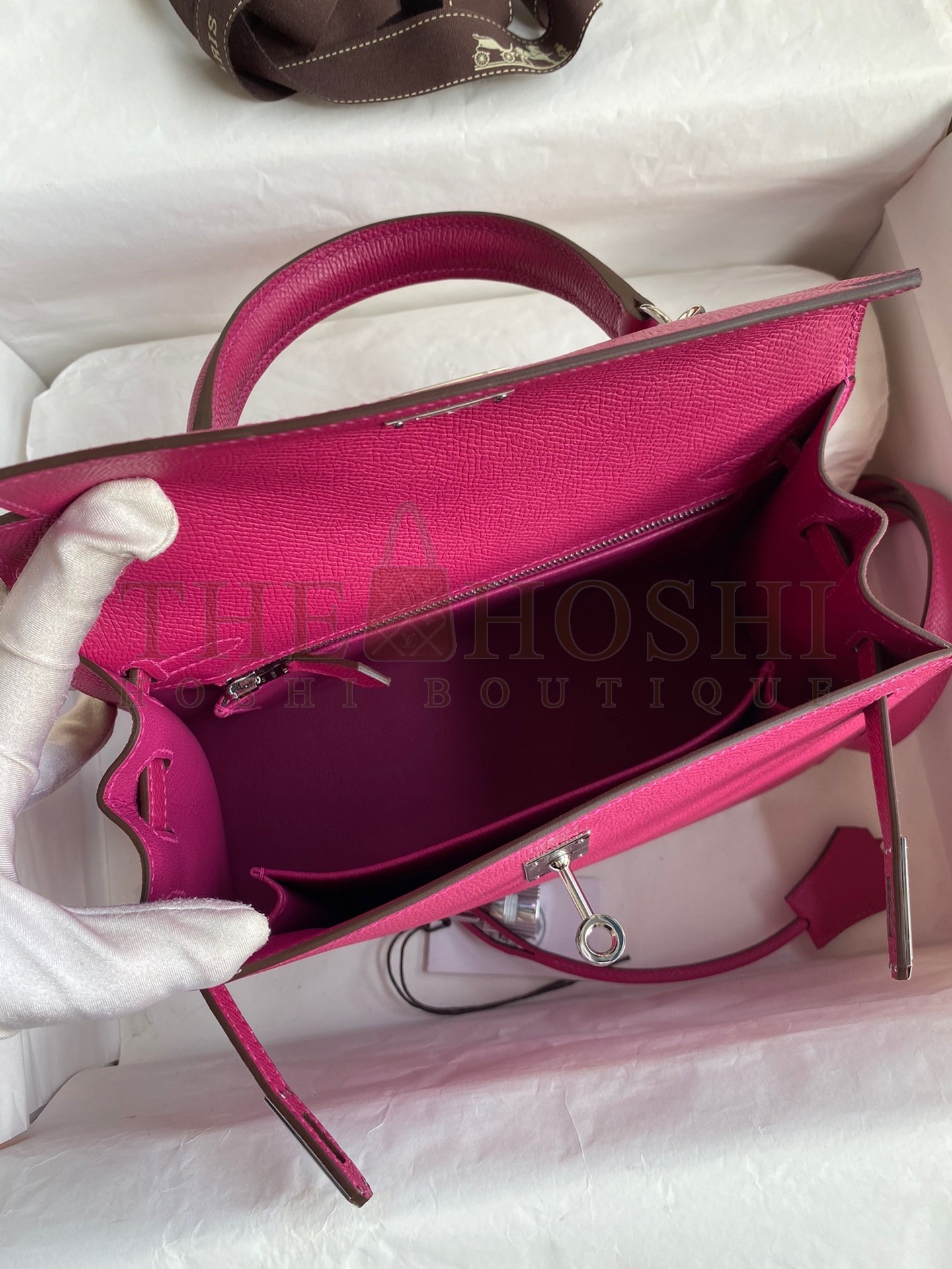 H**me5 Kelly Sellier 25 Handmade Bag In Rose Purple Epsom Calfskin Master Quality