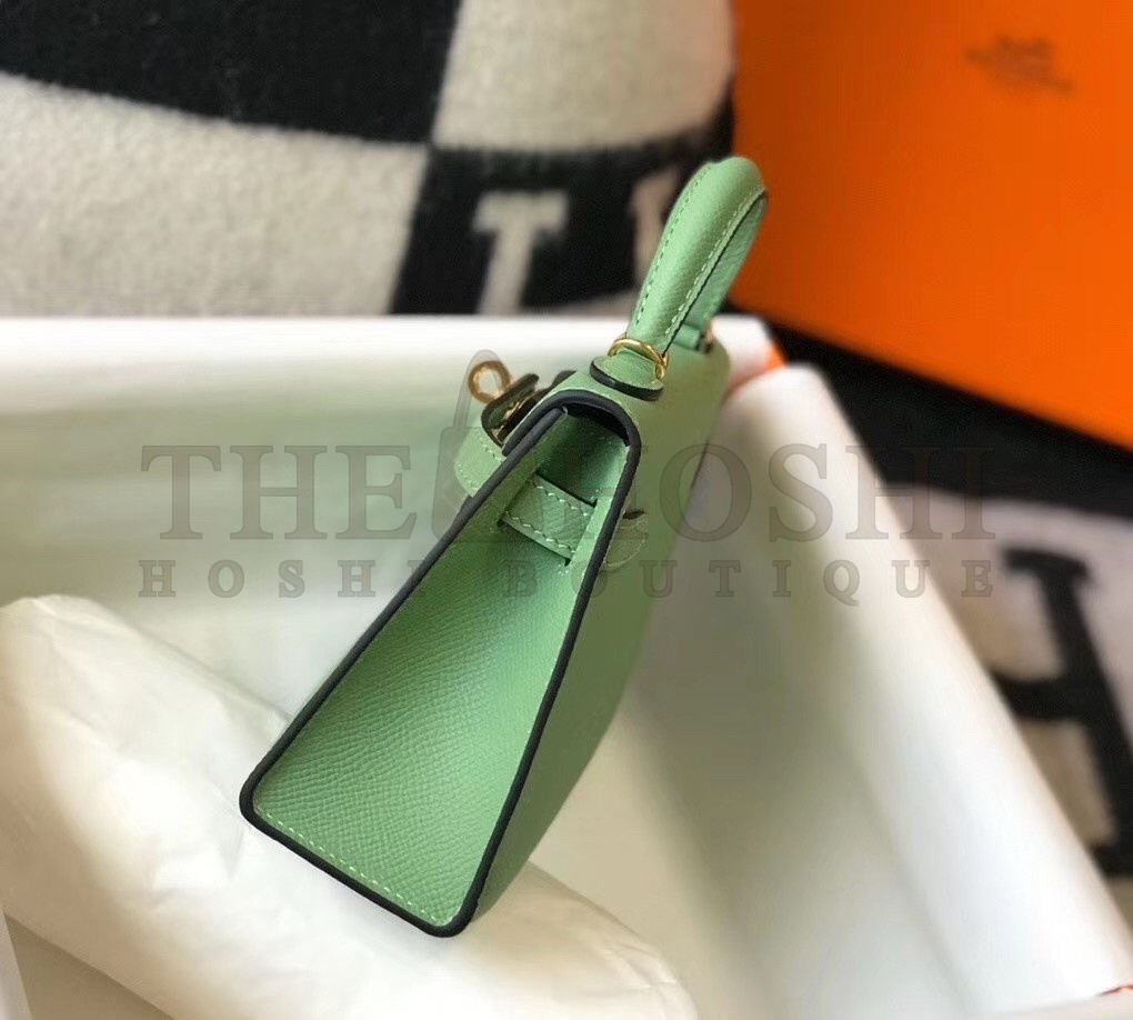 H**me5 Kelly Mini II Bag In Vert Criquet Epsom Leather Master Quality
