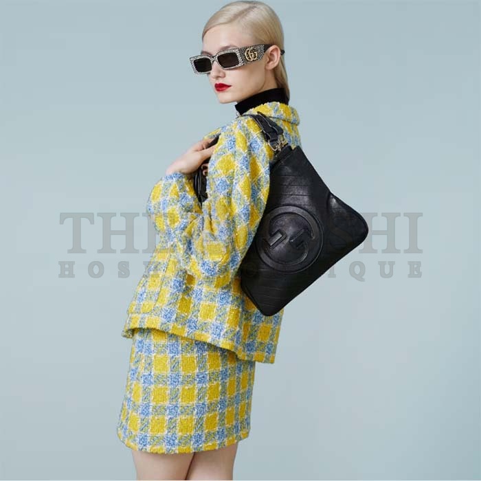 Gvc*1 Women GG Blondie Small Tote Bag Black Leather Round Interlocking G Master Quality