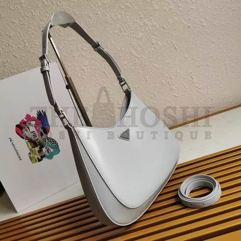 Pra*a Cleo Shoulder Large Bag In Blue Brushed Leather Master Quality