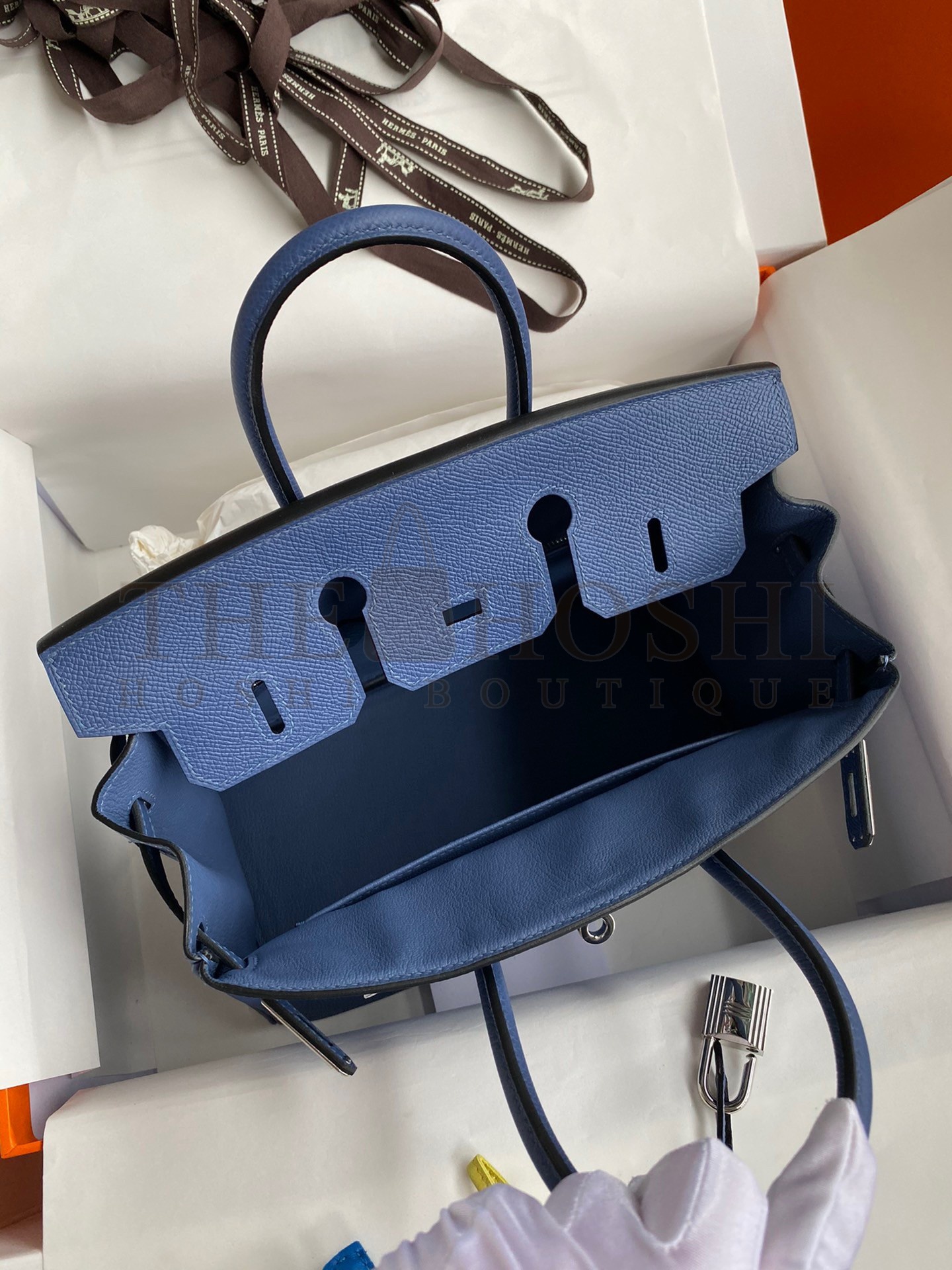 H**me5 Birkin 25 Retourne Handmade Bag In Blue Agate Epsom Calfskin Master Quality