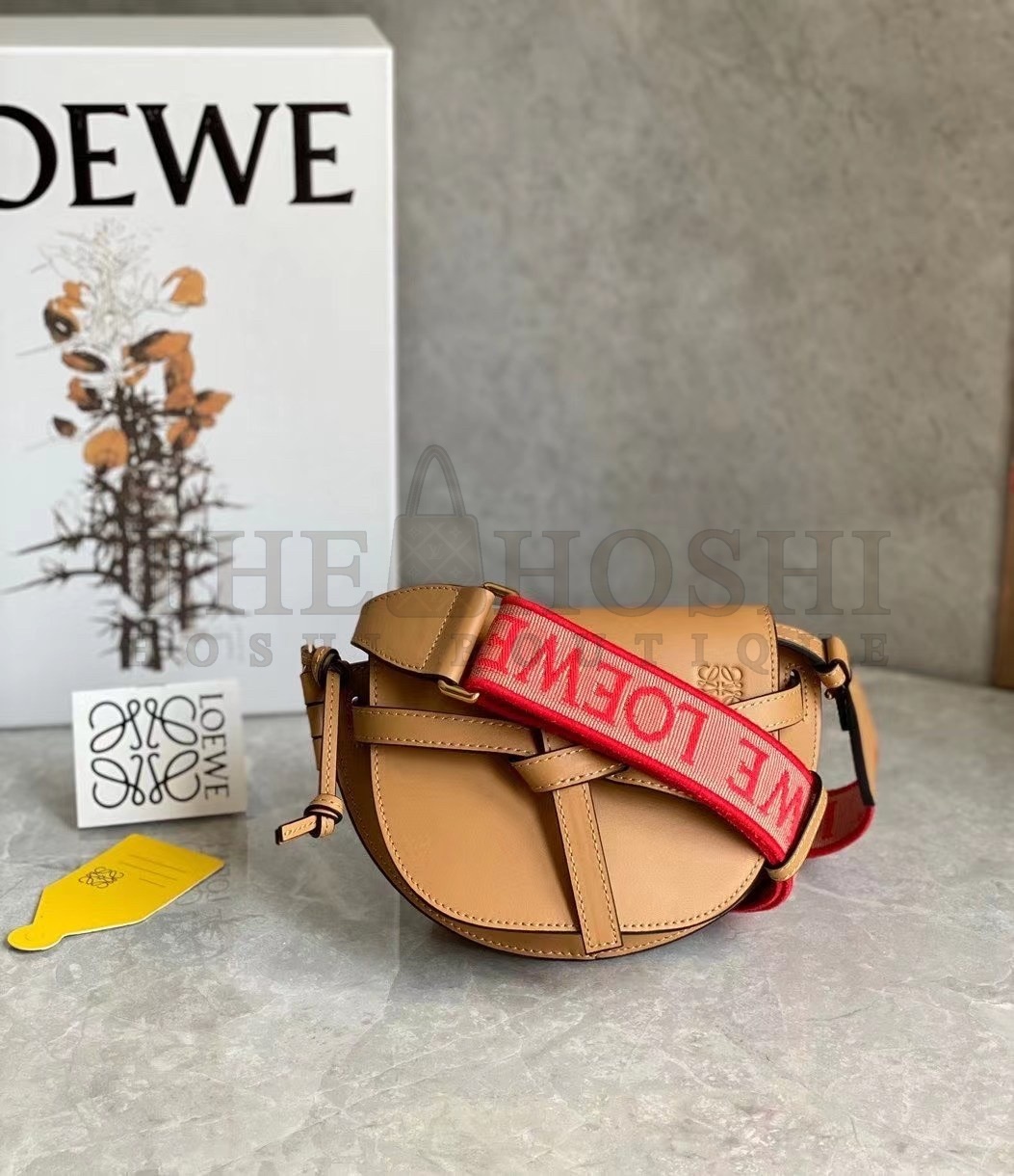 L0ew* Mini Gate Dual Bag In Brown Calfskin Master Quality