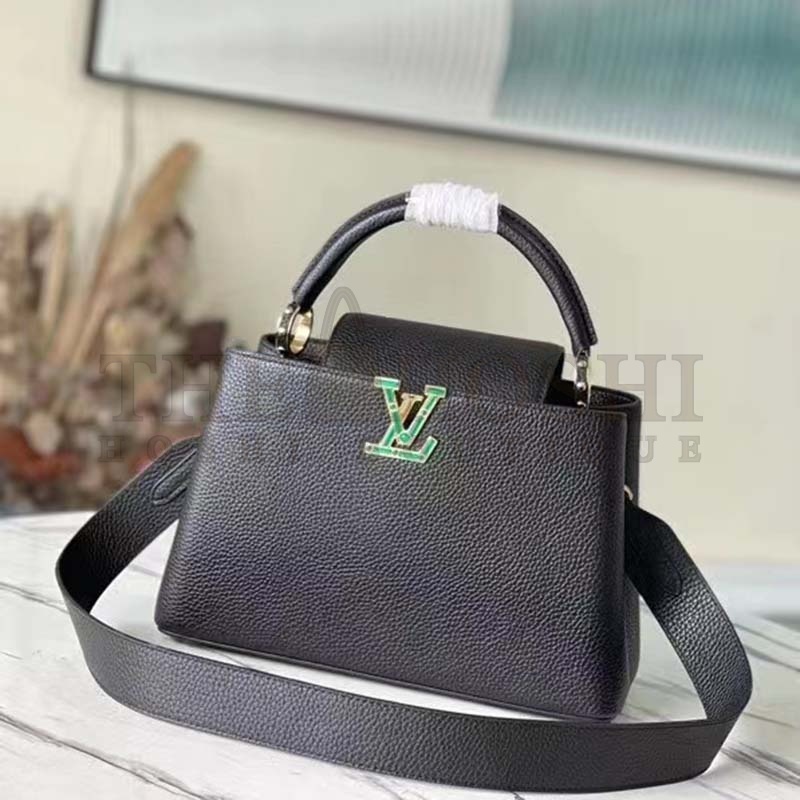 L0vis Vvtt0n LV Women Capucines BB Handbag Black Taurillon Cowhide Leather Master Quality