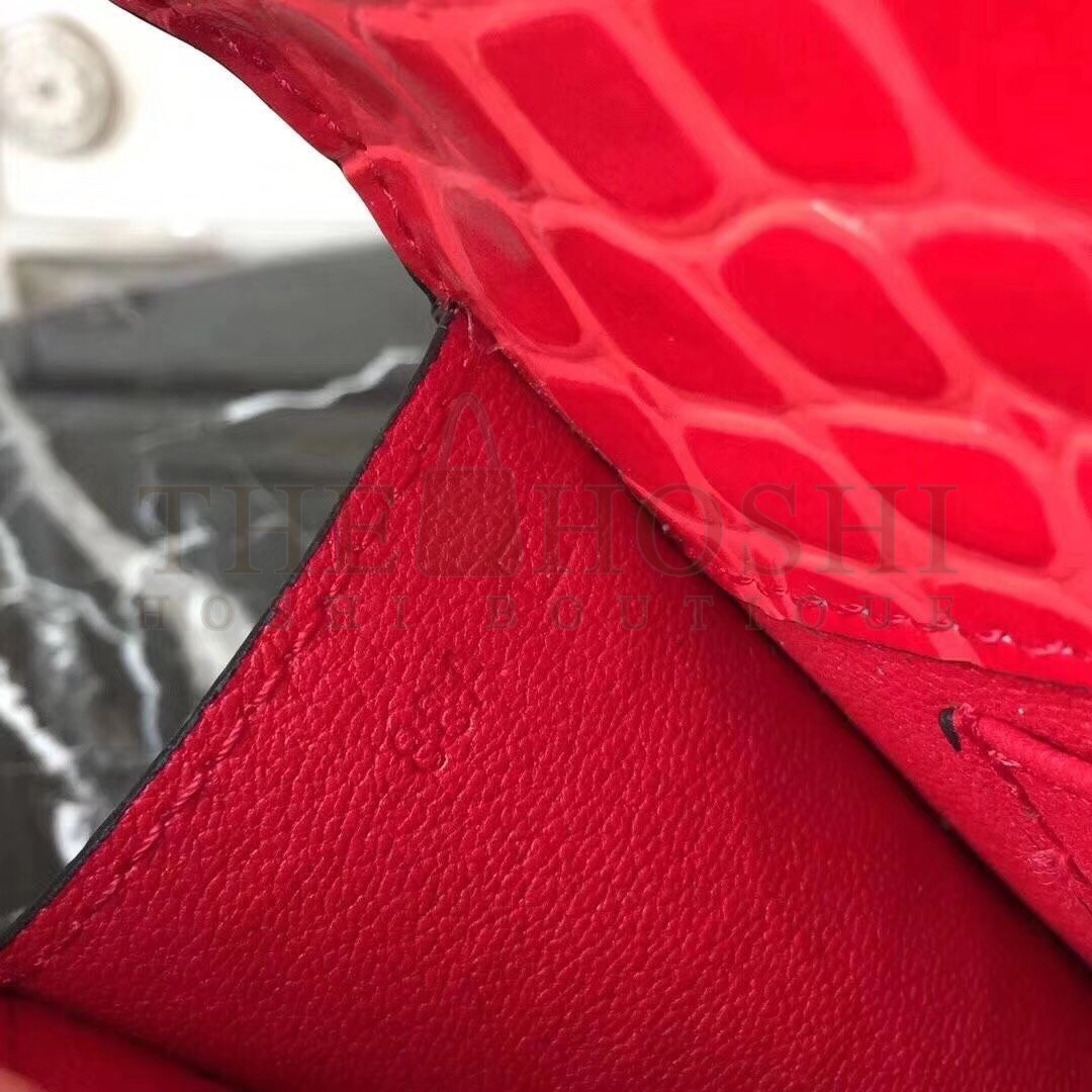 H**me5 Medor Clutch Bag In Cherry Crocodile Leather Master Quality