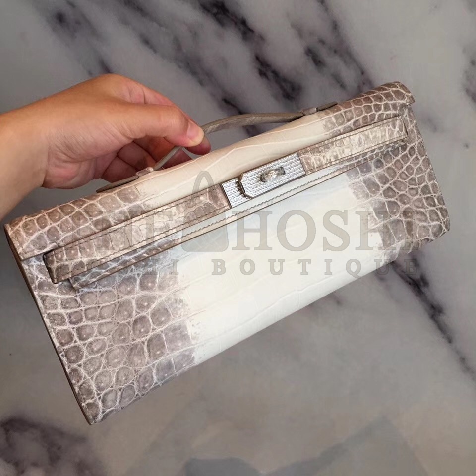 H**me5 D1am0nd Kelly Cut Clutch In Himalaya Niloticus Crocodile Skin Master Quality