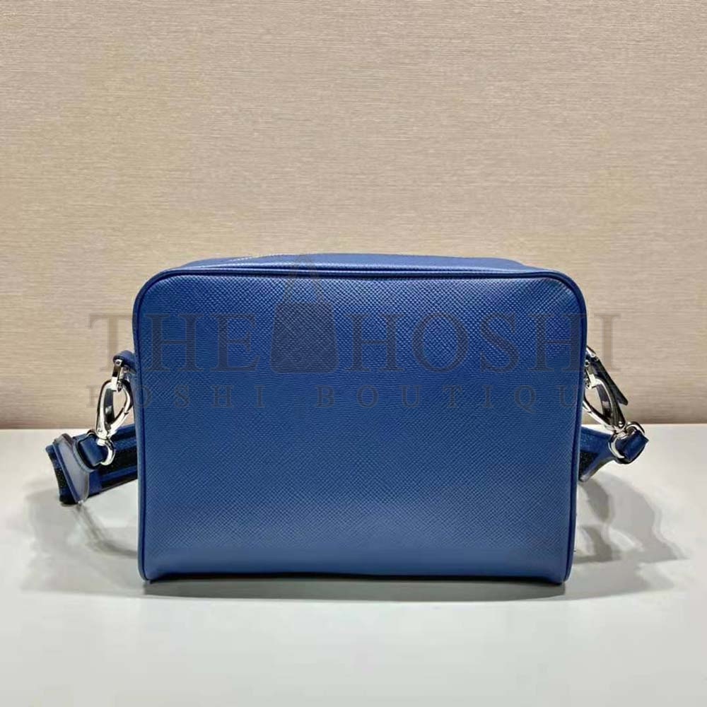 Pra*a Women Saffiano Leather Shoulder Bag With Iconic Pra*a Material-Navy Master Quality