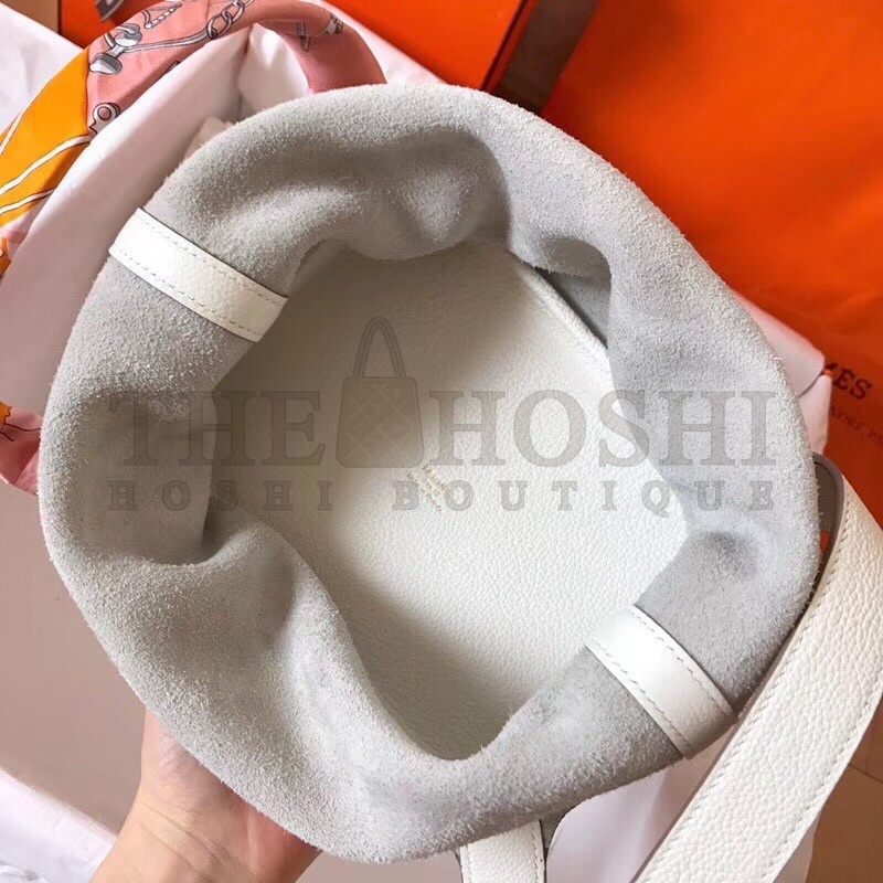 H**me5 White Picotin Lock PM 18cm Handmade Bag Master Quality