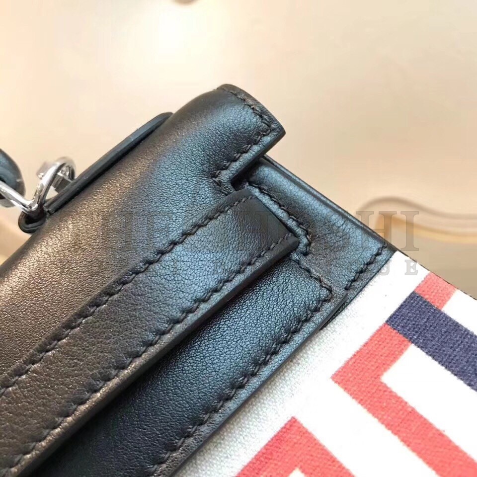 H**me5 Kelly 28cm Lettres Au Carre Toile De Camp Bag Master Quality