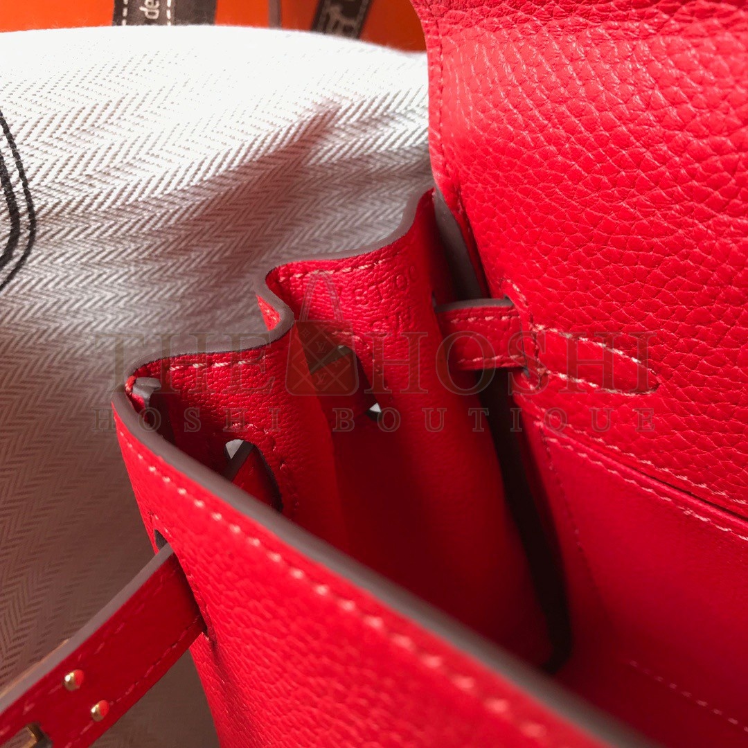 H**me5 Kelly 20cm Bag In Red Clemence Leather GHW Master Quality