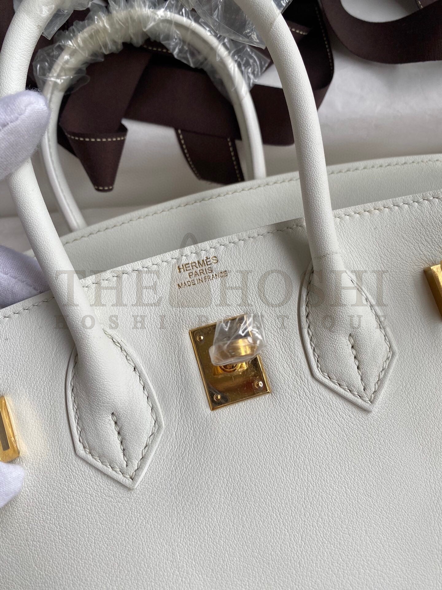 H**me5 Birkin 25 Retourne Handmade Bag In White Swift Calfskin Master Quality