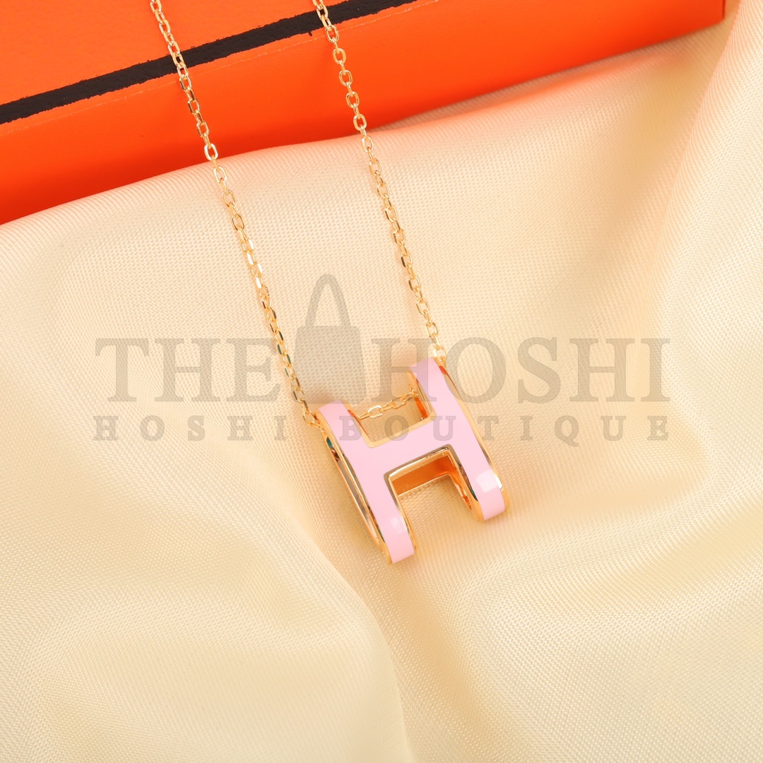 Herme* H**me5 Enameled Curved H Necklace Master Quality