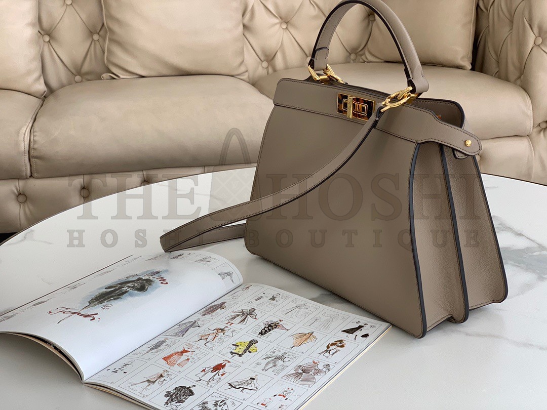 F**di Peekaboo ISeeU Medium Bag In Grey Calfskin Master Quality