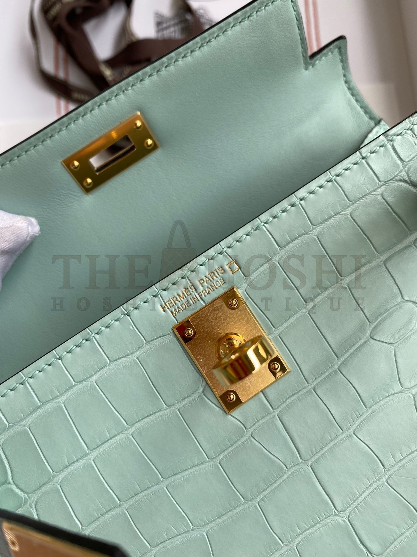 H**me5 Kelly Mini II Sellier Handmade Bag In Vert D