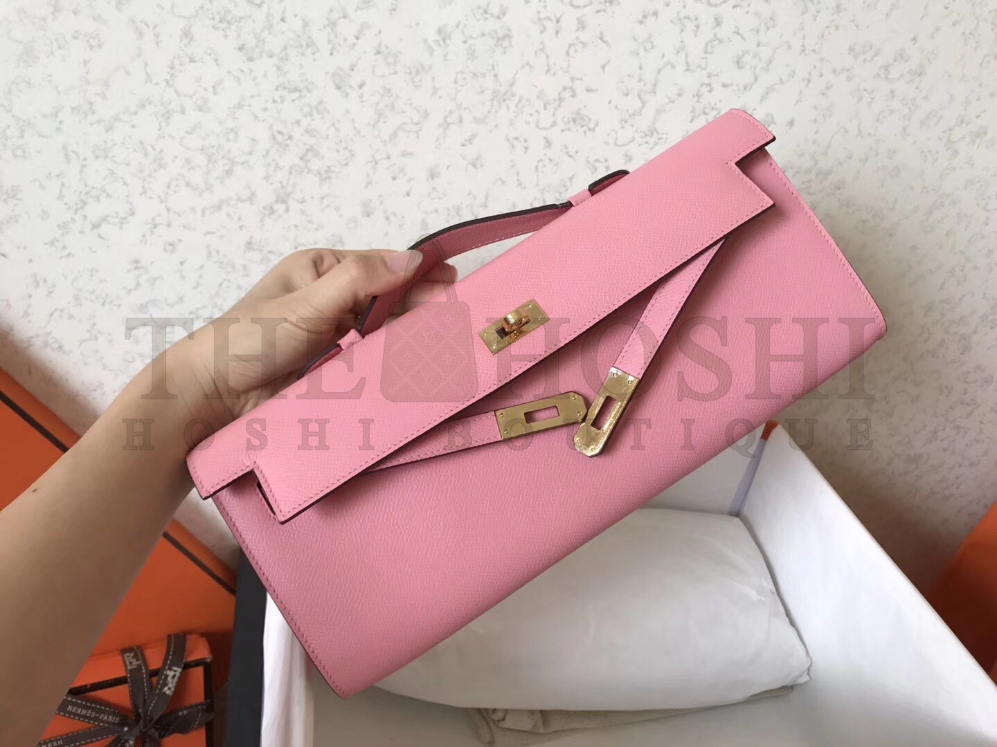 H**me5 Pink Epsom Kelly Cut Handmade Bag Master Quality