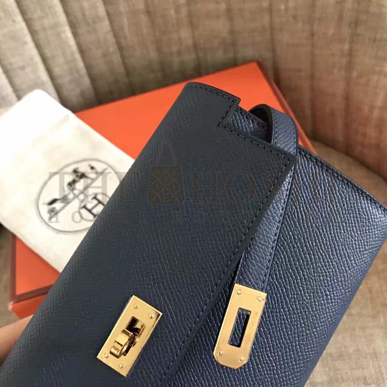 H**me5 Kelly Classic Long Wallet In Navy Epsom Leather Master Quality