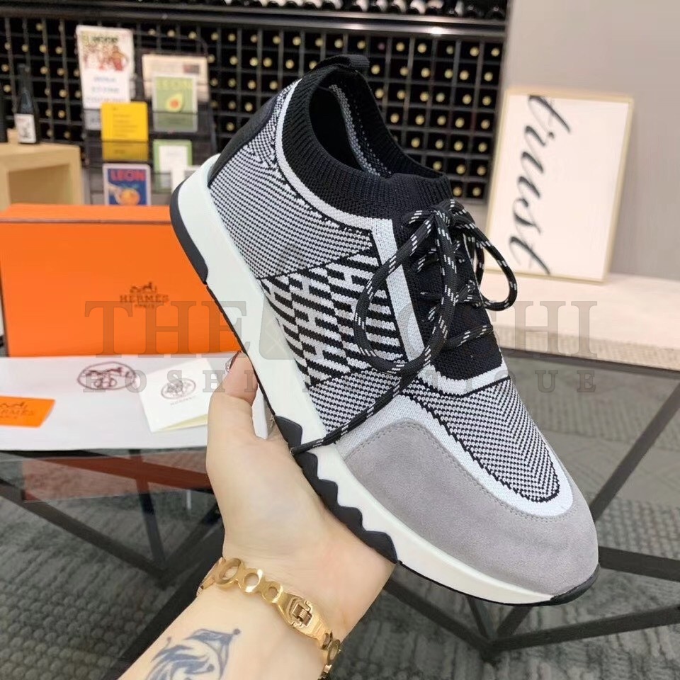 H**me5 Grey Addict Sneakers In Bicolor Knit Master Quality