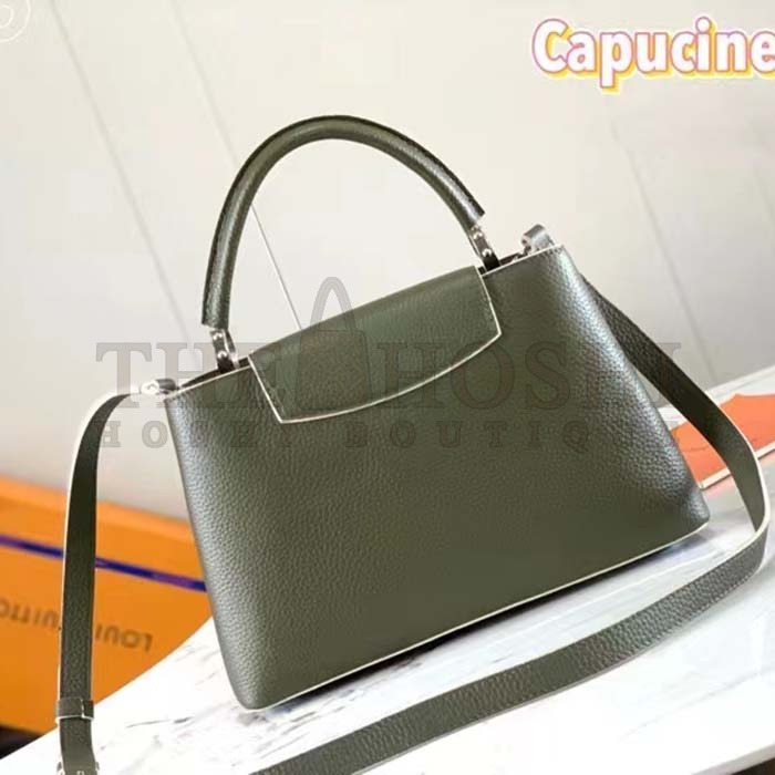 L0vis Vvtt0n LV Women Capucines BB Handbag Kaki Dark Green Taurillon Cowhide Leather Master Quality