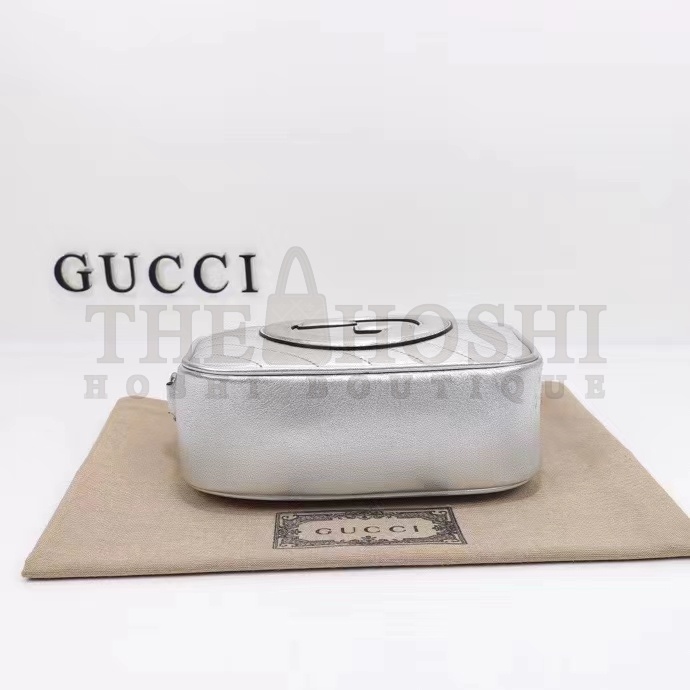 Gvc*1 Women GG Blondie Small Shoulder Bag Metallic Silver Leather Zipper Closure Master Quality