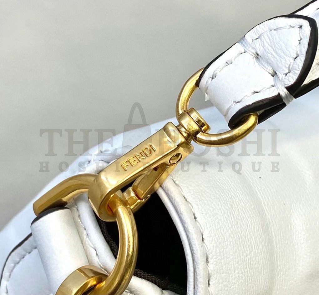 F**di Small Baguette Bag In White FF Nappa Leather Master Quality