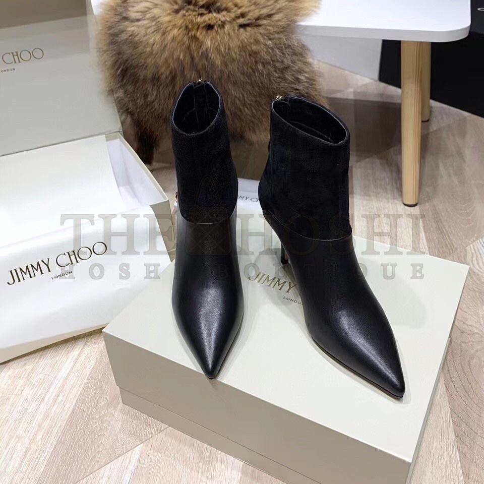 J1m*y Ch00 Beyla 85mm Ankle Boots In Black Leather Master Quality