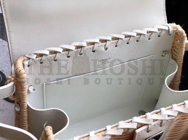 H**me5 White Picnic Kelly Mini 20cm Wicker Bag Master Quality